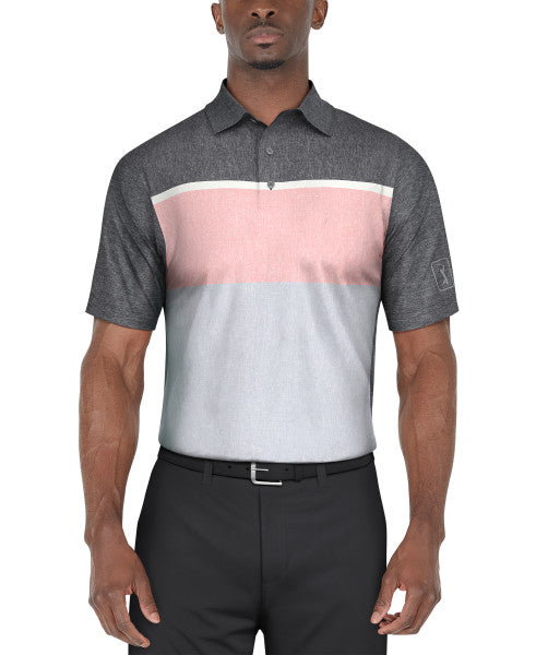 PGA Tour Mens Color Block Short Sleeve Golf Polo Shirt