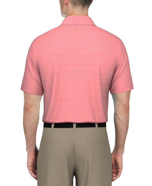 PGA Tour Mens Heather Striped Feeder Short Sleeve Polo Shirt