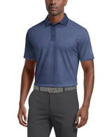 PGA Tour Mens Linear Jaspe Print Golf Short Sleeve Polo Shirt