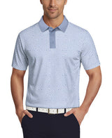 PGA Tour Mens Linear Jaspe Print Golf Short Sleeve Polo Shirt