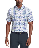 PGA Tour Mens All Over Novelty Print Golf Short Sleeve Polo Shirt