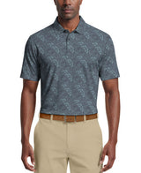 PGA Tour Mens Tropical Argyle Print Golf Short Sleeve Polo Shirt