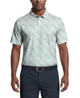 PGA Tour Mens Tropical Argyle Print Golf Short Sleeve Polo Shirt