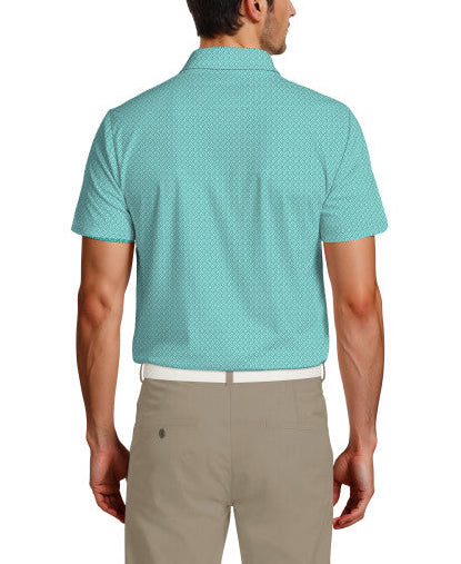 PGA Tour Mens Geo Print Short Sleeve Polo Shirt