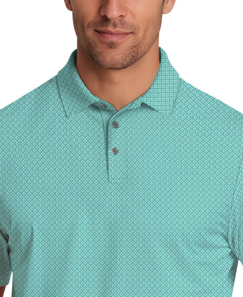 PGA Tour Mens Geo Print Short Sleeve Polo Shirt