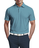 PGA Tour Mens Feeder Stripe Print Golf Short Sleeve Polo Shirt