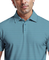 PGA Tour Mens Feeder Stripe Print Golf Short Sleeve Polo Shirt