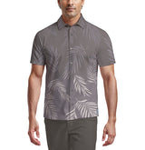 PGA Tour Mens Ombre Botanical Print Short Sleeve Button Down Shirt