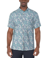PGA Tour Mens Seersucker Palm Print Golf Short Sleeve Shirt