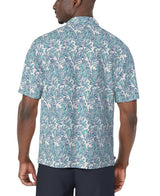 PGA Tour Mens Seersucker Palm Print Golf Short Sleeve Shirt