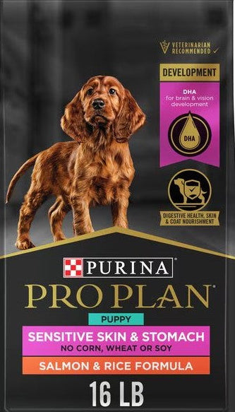 Purina Pro Plan Puppy Sensitive Skin & Stomach Formula Salmon & Rice Dry Dog Food - 16lbs.