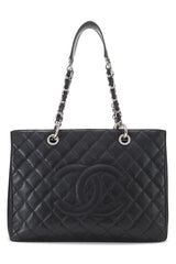 Chanel Black Quilted Caviar Grand Shopping Tote Handbag