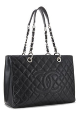 Chanel Black Quilted Caviar Grand Shopping Tote Handbag