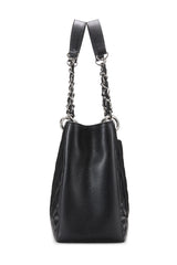 Chanel Black Quilted Caviar Grand Shopping Tote Handbag