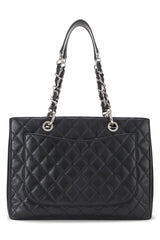 Chanel Black Quilted Caviar Grand Shopping Tote Handbag