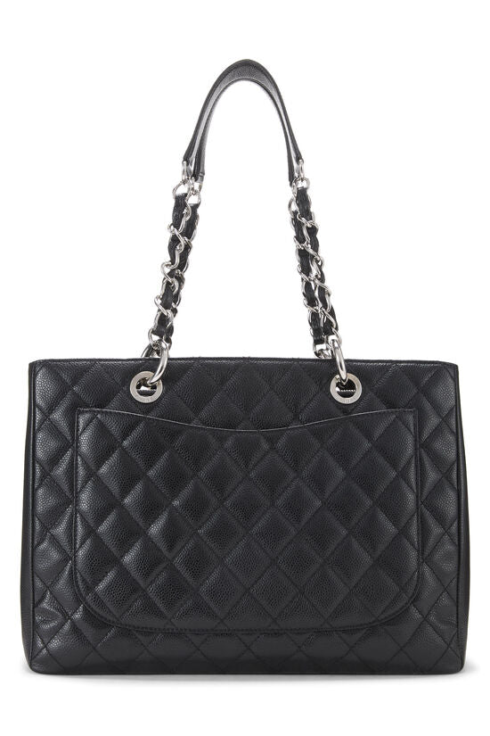 Chanel Black Quilted Caviar Grand Shopping Tote Handbag