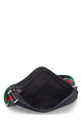 Gucci Black Canvas Web Double Pocket Messenger Handbag