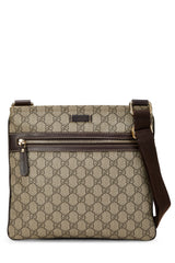 Gucci Coated Canvas Zip Pocket Flat Messenger Handbag