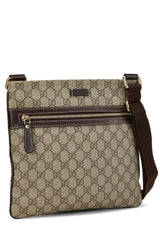 Gucci Coated Canvas Zip Pocket Flat Messenger Handbag