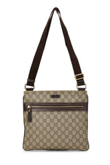 Gucci Coated Canvas Zip Pocket Flat Messenger Handbag