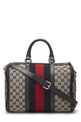 Gucci Navy GG Canvas Vintage Web Boston Shoulder Handbag