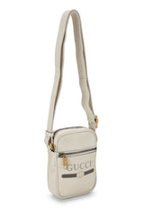 GUCCI White Leather Logo Printed Vertical Mini Camera Bag