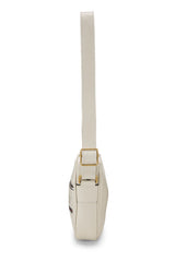 GUCCI White Leather Logo Printed Vertical Mini Camera Bag