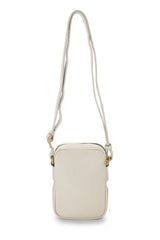GUCCI White Leather Logo Printed Vertical Mini Camera Bag