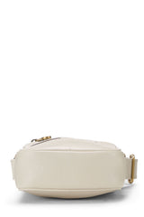 GUCCI White Leather Logo Printed Vertical Mini Camera Bag