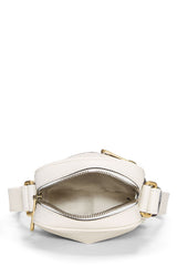 GUCCI White Leather Logo Printed Vertical Mini Camera Bag