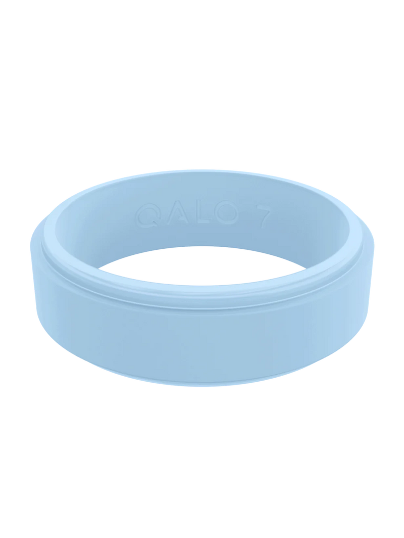 QALO Womens Narrow Polished Step Edge Silicone Ring - Size 6