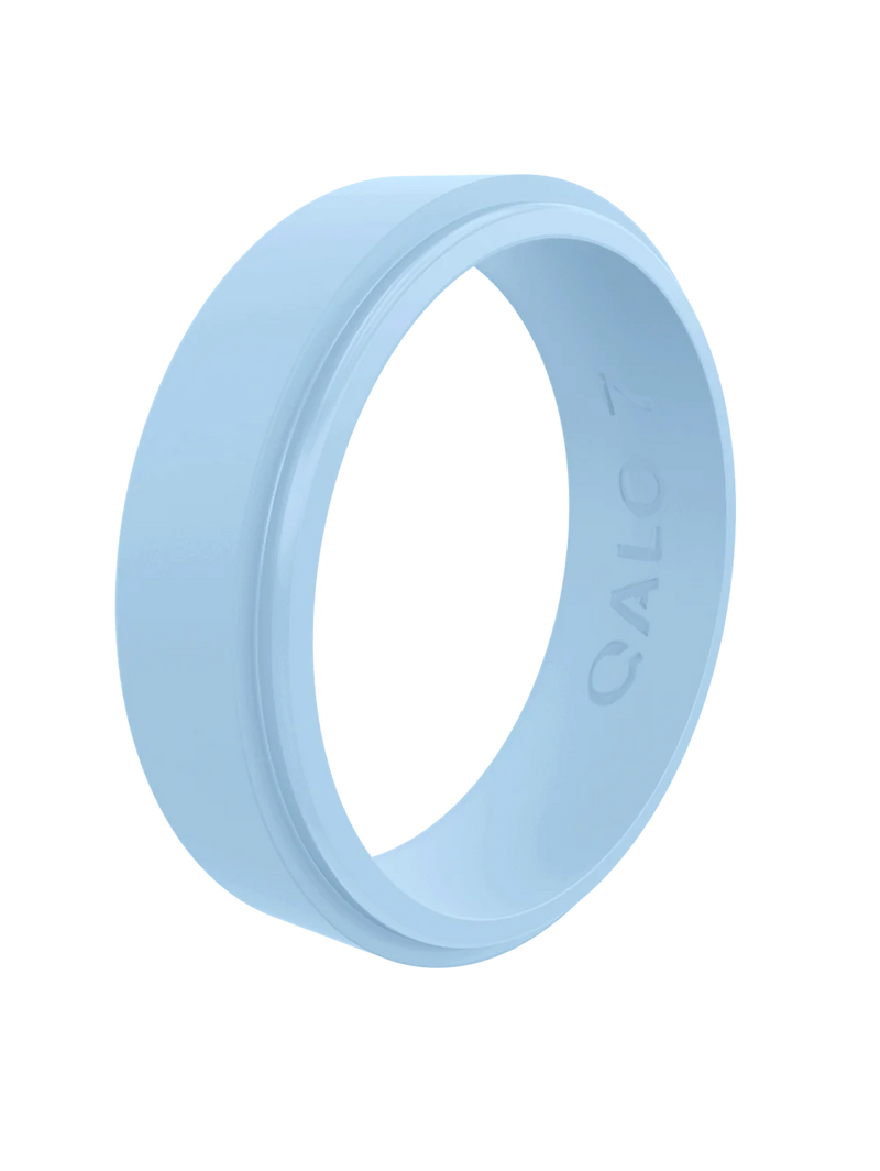 QALO Womens Narrow Polished Step Edge Silicone Ring - Size 8