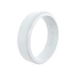 QALO Womens White Narrow Polished Step Edge Silicone Ring - Size 5