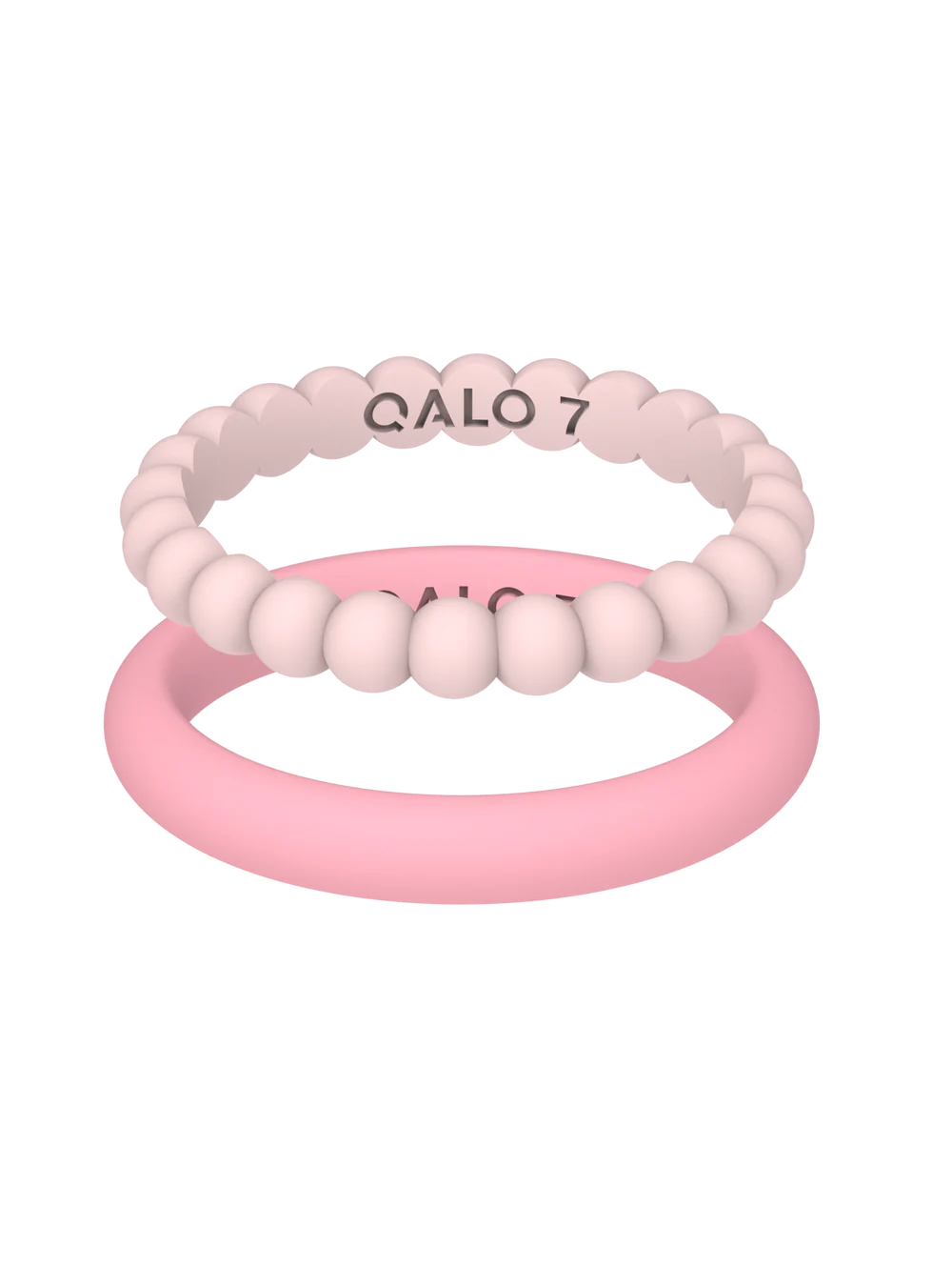 QALO Womens Bead & Classic Blush & Pink Double Stack Ring - Size 5