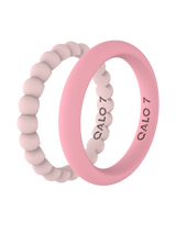 QALO Womens Bead & Classic Blush & Pink Double Stack Ring - Size 5