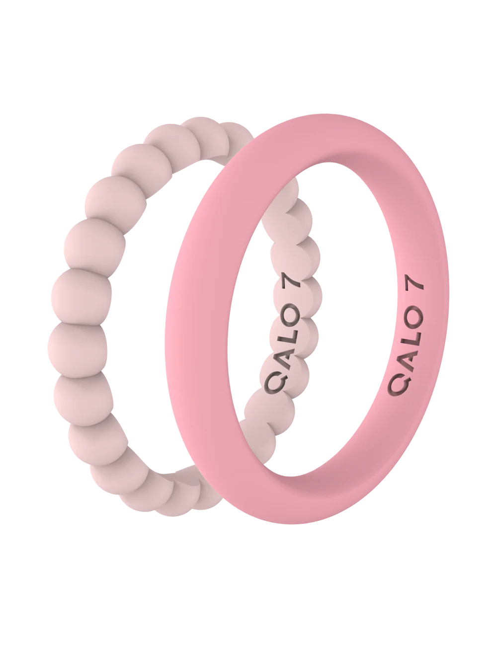 QALO Womens Bead & Classic Blush & Pink Double Stack Ring - Size 7