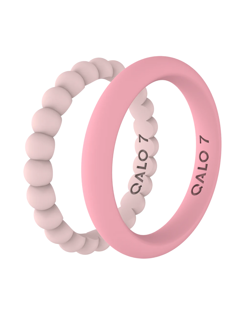 QALO Womens Bead & Classic Blush & Pink Double Stack Ring - Size 8