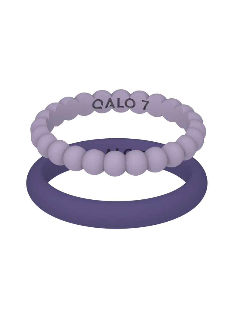 QALO Womens Bead & Classic Lilac & Purple Double Stack Ring - Size 5
