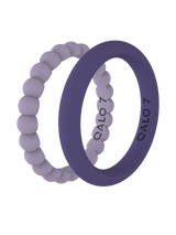 QALO Womens Bead & Classic Lilac & Purple Double Stack Ring - Size 5