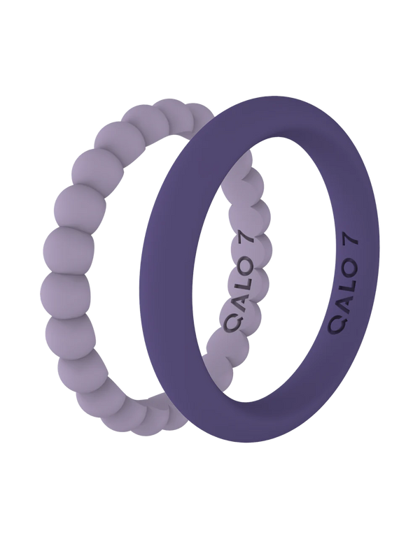 QALO Womens Bead & Classic Lilac & Purple Double Stack Ring - Size 6
