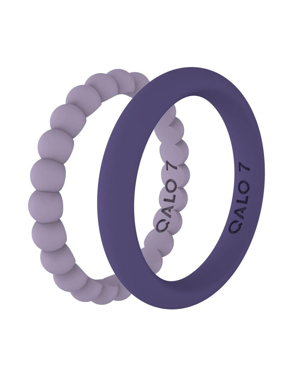 QALO Womens Bead & Classic Lilac & Purple Double Stack Ring - Size 8