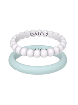 QALO Womens Bead & Classic White & Teal Double Stack Ring - Size 7