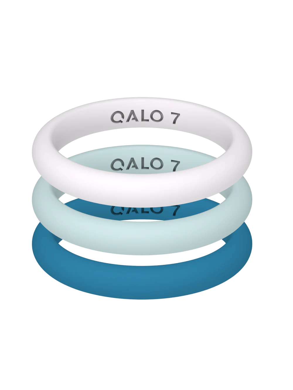 QALO Womens Classic Teal Triple Stack Ring - Size 5