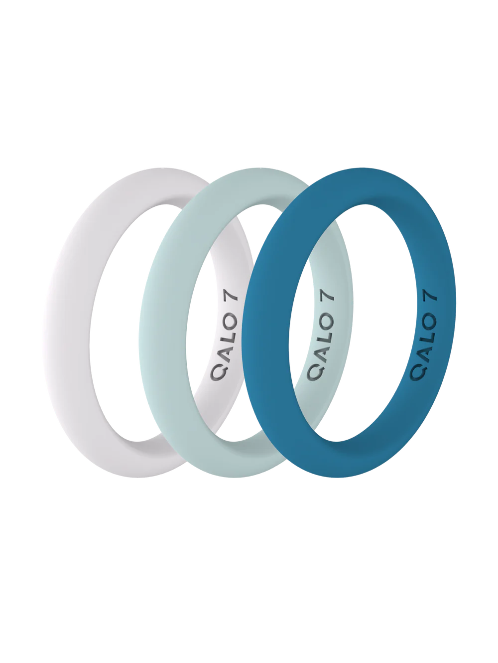 QALO Womens Classic Teal Triple Stack Ring - Size 5
