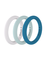 QALO Womens Classic Teal Triple Stack Ring - Size 5