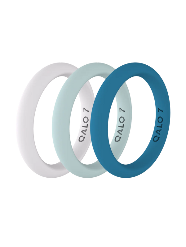 QALO Womens Classic Teal Triple Stack Ring - Size 5