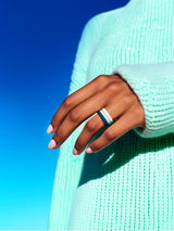 QALO Womens Classic Teal Triple Stack Ring - Size 5