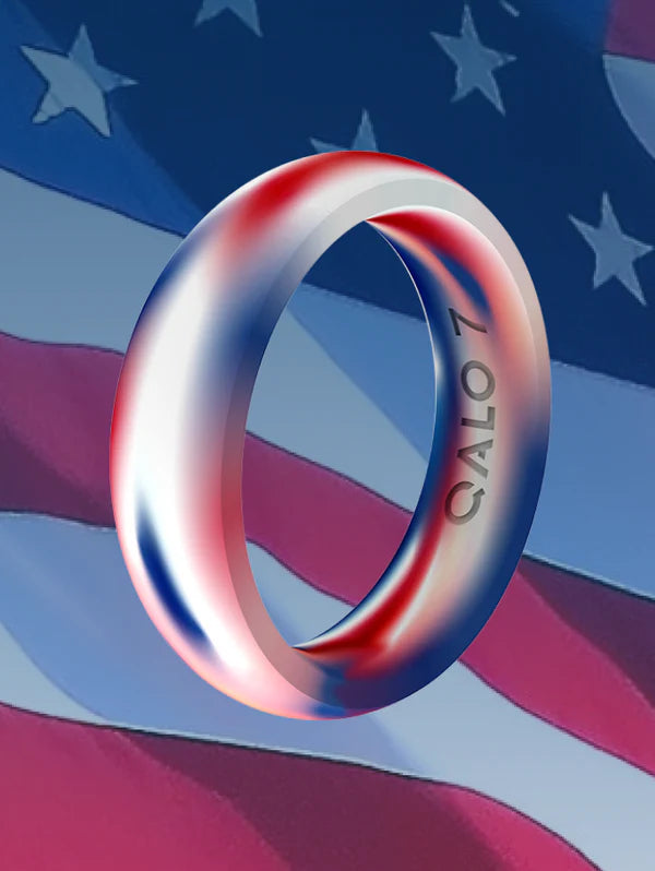 QALO Womens RWB Folds of Honor Classic Ring - Size 7