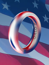 QALO Womens RWB Folds of Honor Classic Ring - Size 8