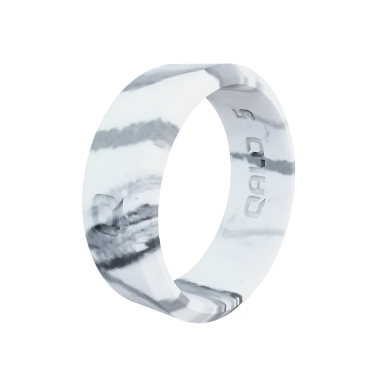 QALO Womens Modern White Marble Silicone Ring - Size 5